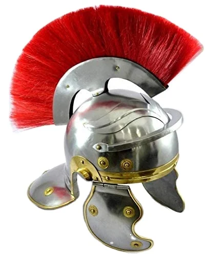 Roman Centurion Helmet Armor Helmet with Red Plume  Reproduction Reenactment Roman Centurion Helmet Medieval Knight Officer Vint