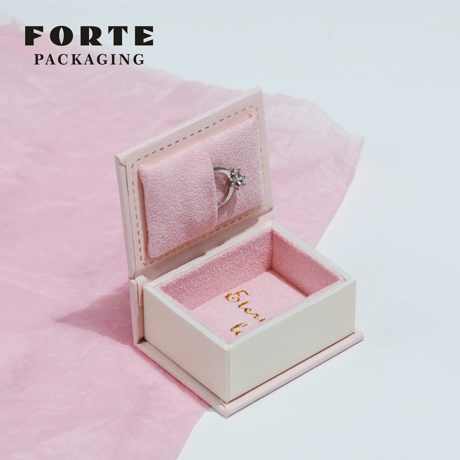 FORTE Creative Design Engagement Wedding Elegant Ring Box Book Shape Necklace Pendant Box Custom Logo Jewelry Packaging Ring Box