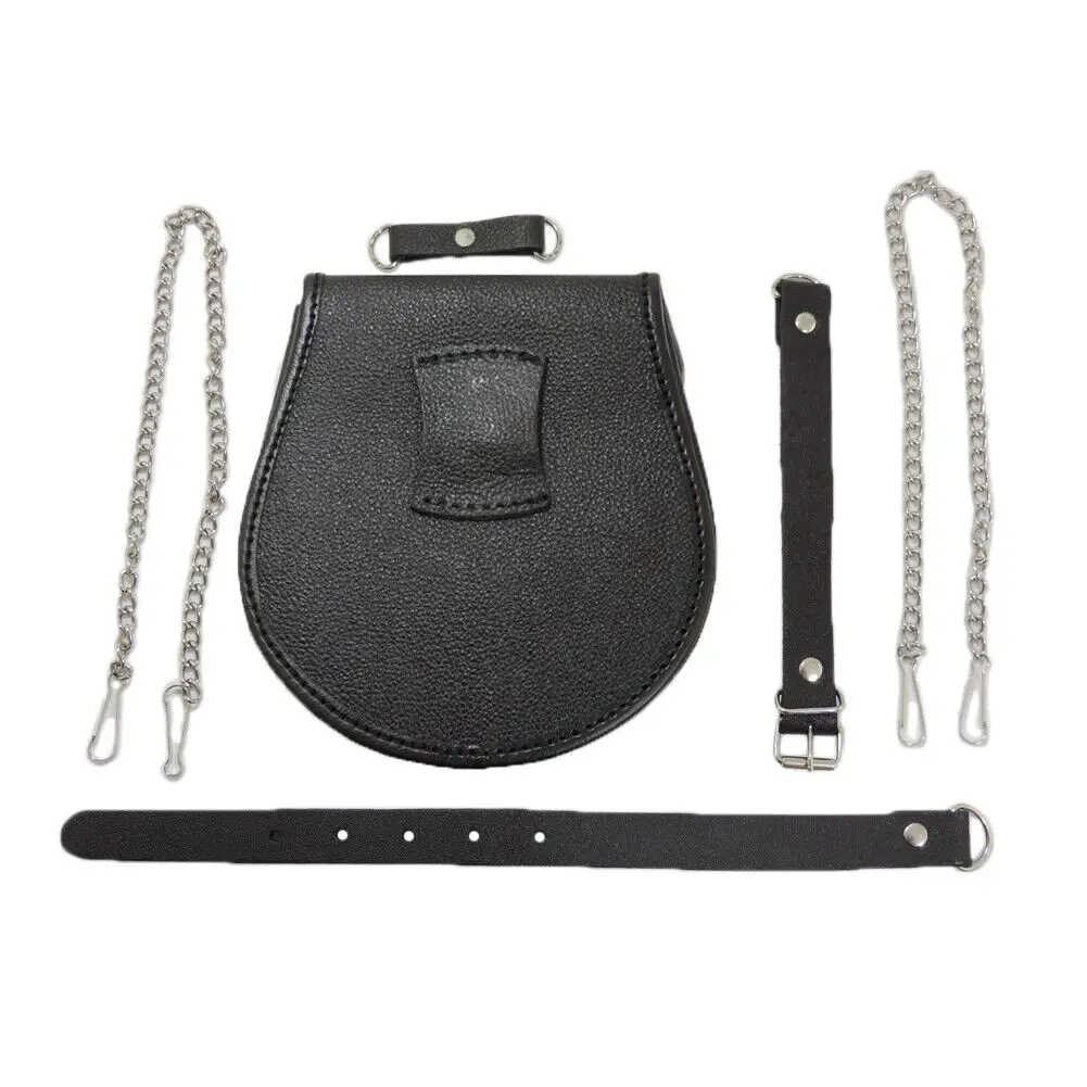 White Rabbit Full Dress Sporran With 3 Tussle Cantle Set Of 5 Buckle,Brooch