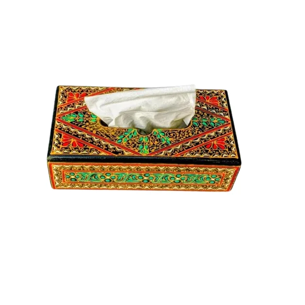 Swat Art Hand Painted Tissue Box Cover, Wooden Handmade Decorative Swat Art Tissue Box, Hand Painted Tissue Box Cover