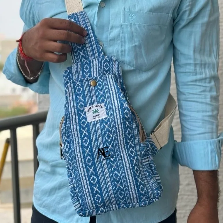 Stylish Pure Jute Hemp Crossbody Shoulder Bags For Unisex Himalayan Hemp And Cotton Sling Bag Travel Chest Bag for Men And Women