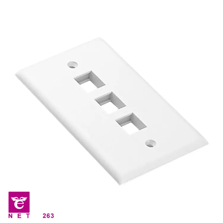 4 Port White Wall Plate with Standard Size Keystone