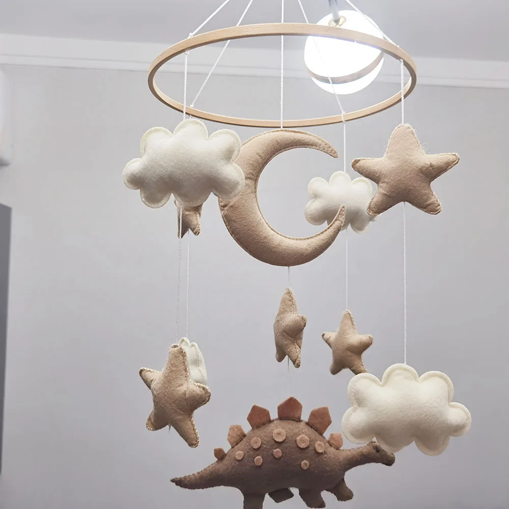Baby Bed Bell Felt Handmade cot Hanging Toys dinosaur cloud moon  Felt Baby Crib Mobile Felt Mobile Toy