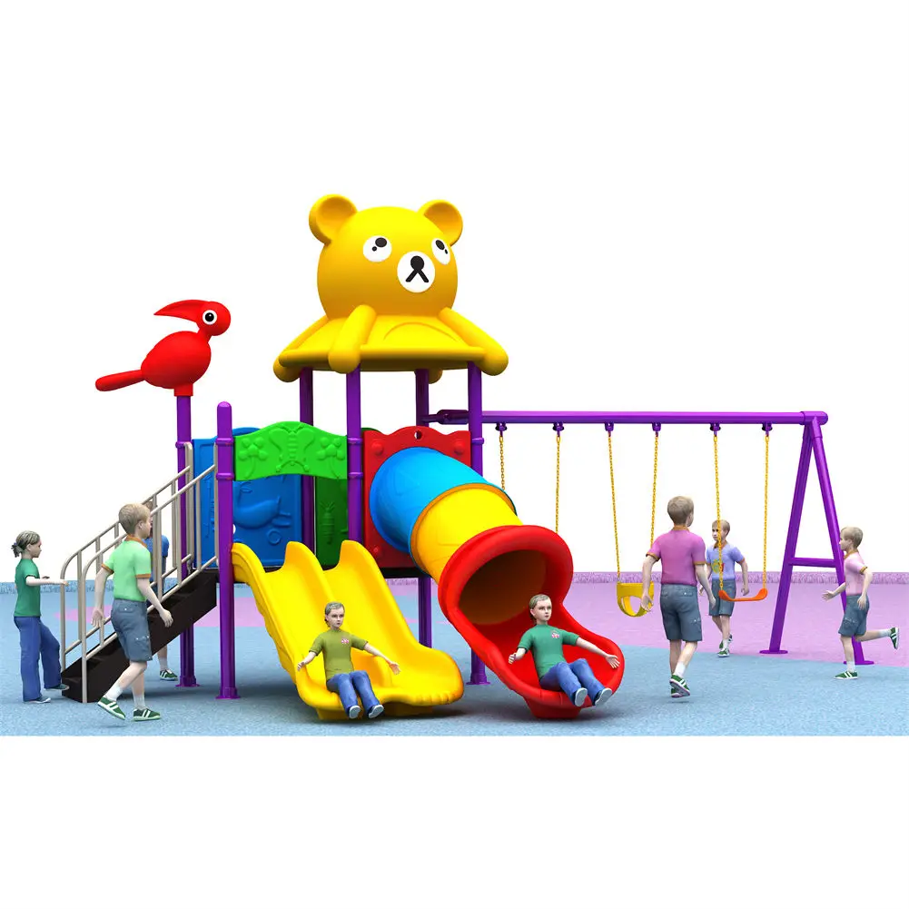 HDPE Material Slides Children Games House Amusement Park Playground Outdoor Equipment With Swing