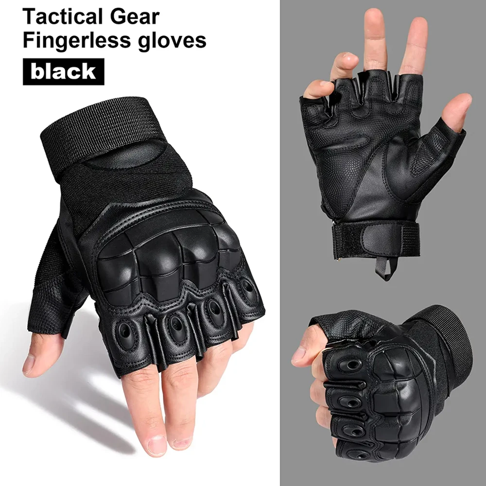 New Arrival Durable Fingerless Tactical Rubber Knuckle Gloves for Outdoor Sports Training Shooting Hunting
