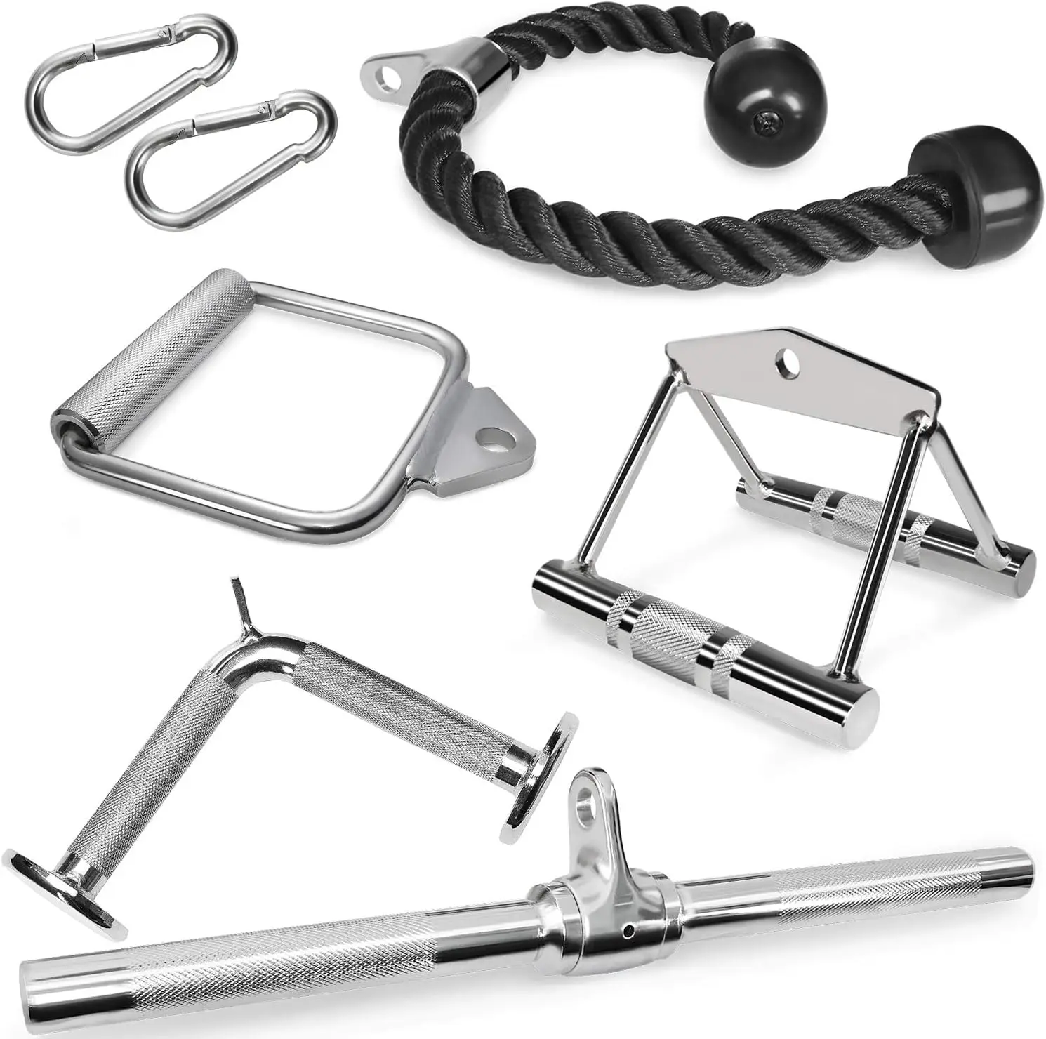 Combo LAT Pull Down Attachment Cable Machine Accessories for Gym with V-Handle Tricep Rope D-Handle V-Shaped and Rotating Bar