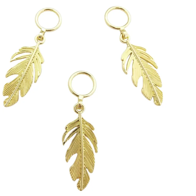 New Design Wholesale Small Metal Charms for Jewelry Underwear Making Gold Feather Pendant Charm