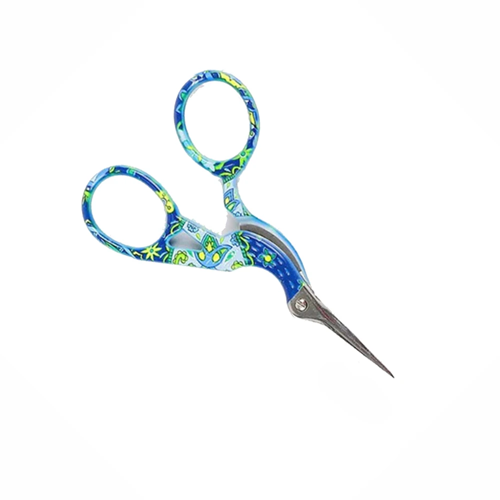 Top Quality Fancy Embroidery Scissors Paper Coated Handle Stork Scissors With Needle Point Mini Scissor For Beauty