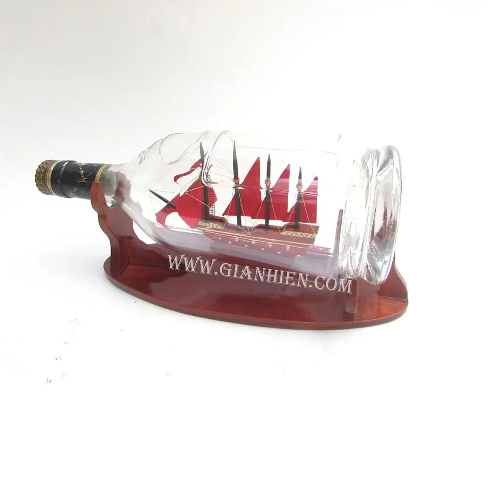 Корабль в винной большой бутылке-высококачественная деревянная модель корабля-деревянная лодка сделанная из Вьетнама
