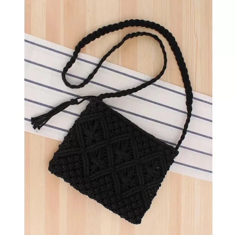 Wholesale 100% Handwoven Bohemian macrame Crochet Handbags with Large Shoulder Strip Buy Online from Isar International LLP