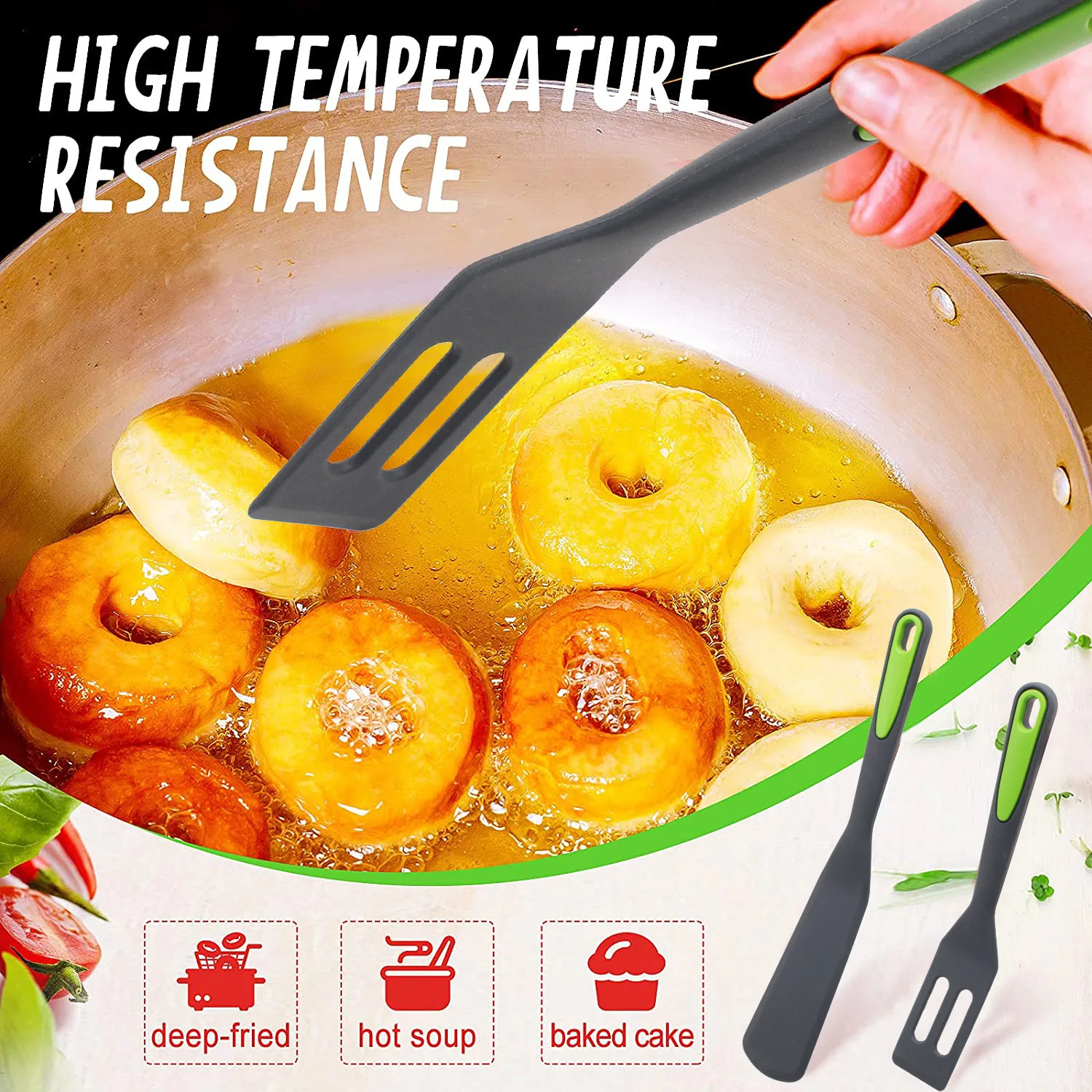 new kitchen gadgets 2023 2 Pcs Shovel Brownie Cookie Leakage Shovel Egg Fish Frying Silicone Kitchen Tools