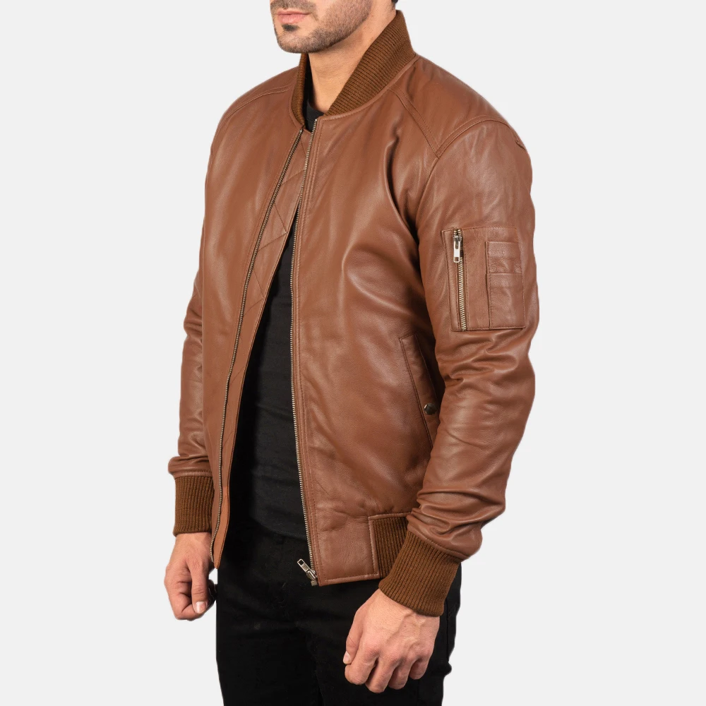 Genuine Sheepskin Bomber Leather Jacket Men Motorcycle Leather Jackets Multi Color Mens Leather Jacket