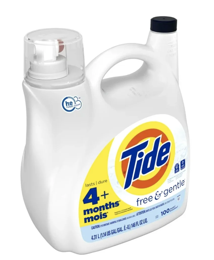Tide Free & Gentle 146 Fl oz Liquid Laundry Detergent 100 Load Capacity for Clothes and Carpets
