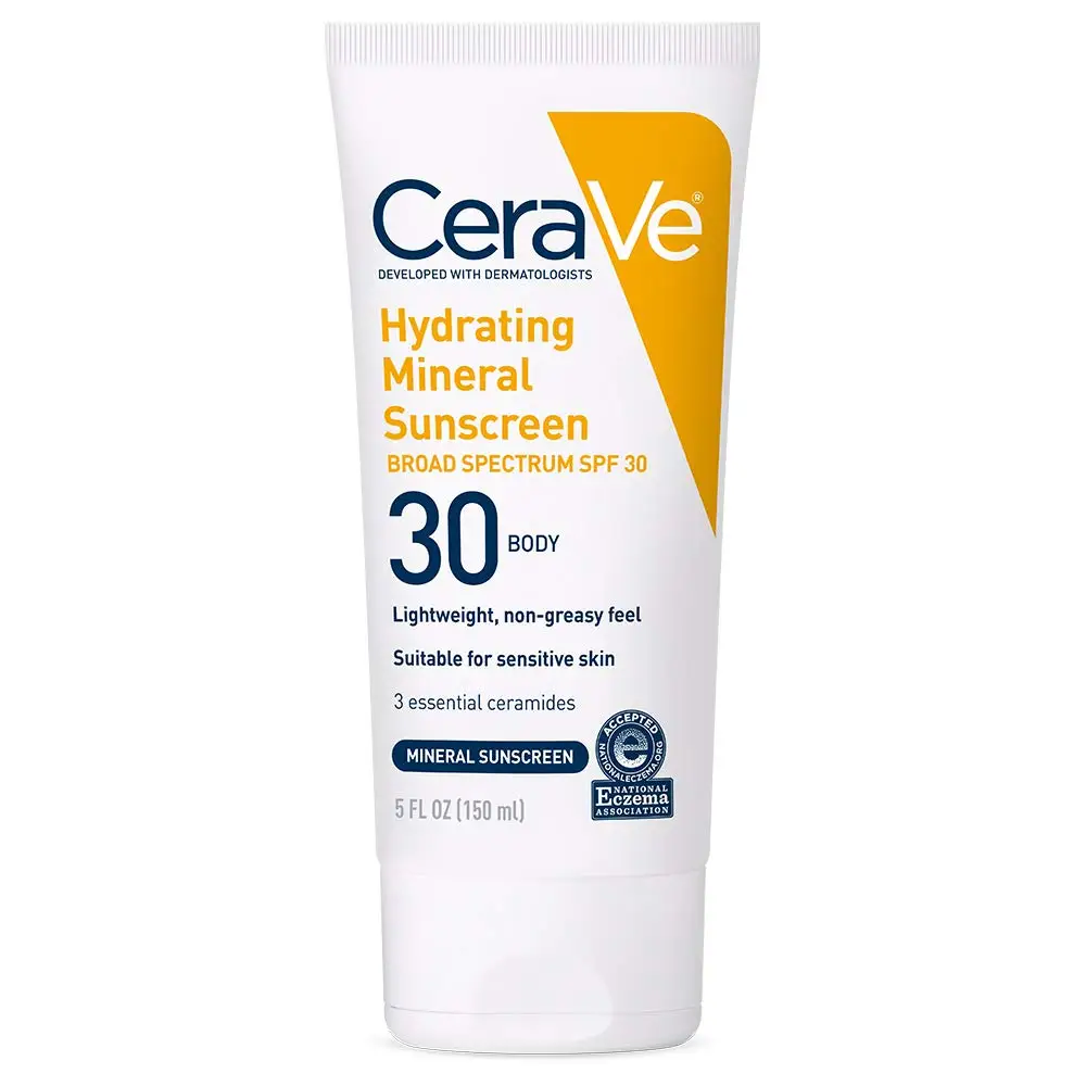 CeraVee 100% Mineral Sunscreen SPF 30 | Body Sunscreen with Zinc Oxide & Titanium Dioxide