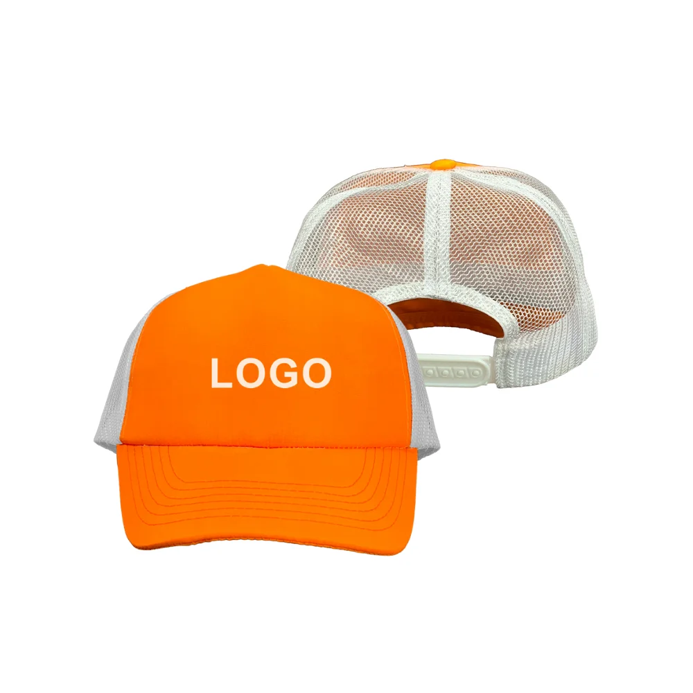 Front Panel Mesh Trucker Hats Neon Color Lightweight Outdoor Baby Hat Heat-Transfer Printing Corduroy Hat Long Phu Manufacturer