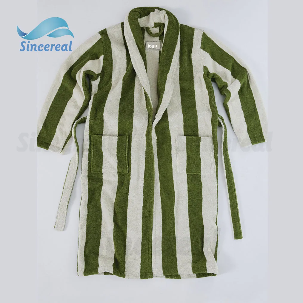 Custom plus size 100% organic cotton men Bathrobe unisex sleepwear casual terry cloth robe