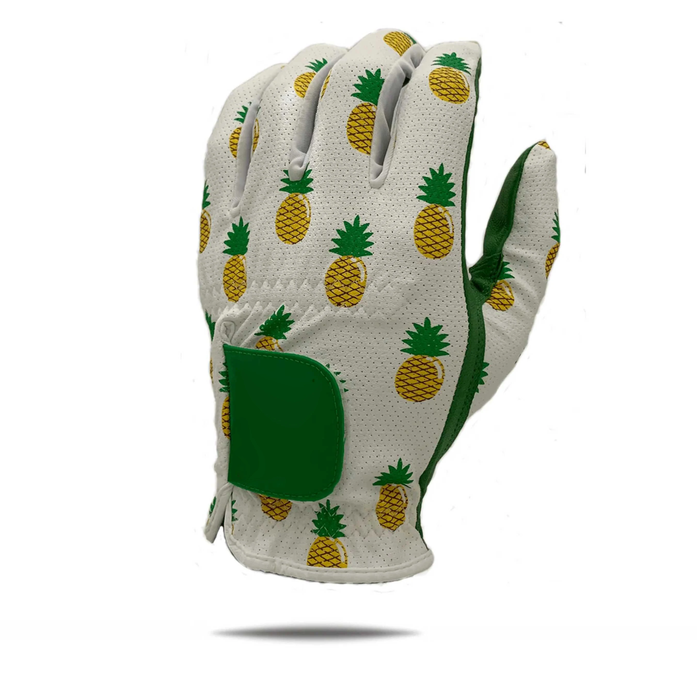 Logo Personalized durable White Soft Full Color Indonesia Cabretta Leather Golf Glove