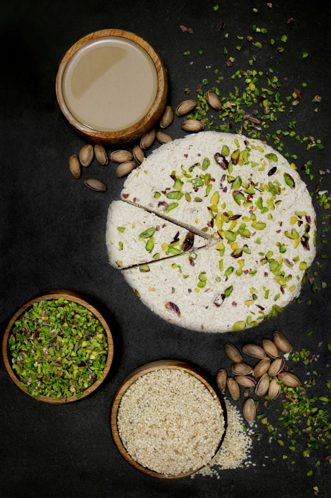 TAHINI HALVA WITH PISTACHIO 500 gr Premium Quality Turkish Tahini Halva Does not contain preservatives and additives