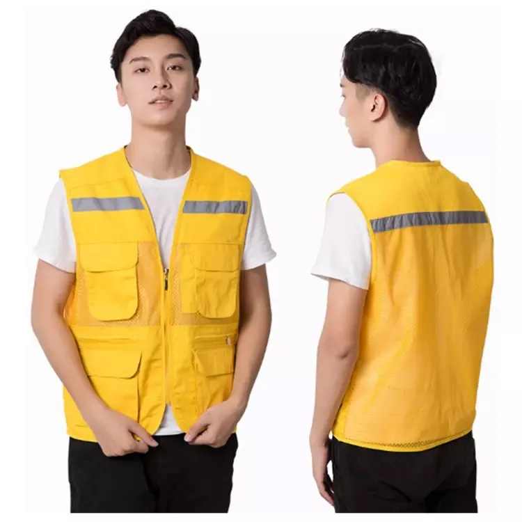 2022 Reflective Colorful Breathable Safety Workwear Jacket Outdoor Fishing Vest with Pockets