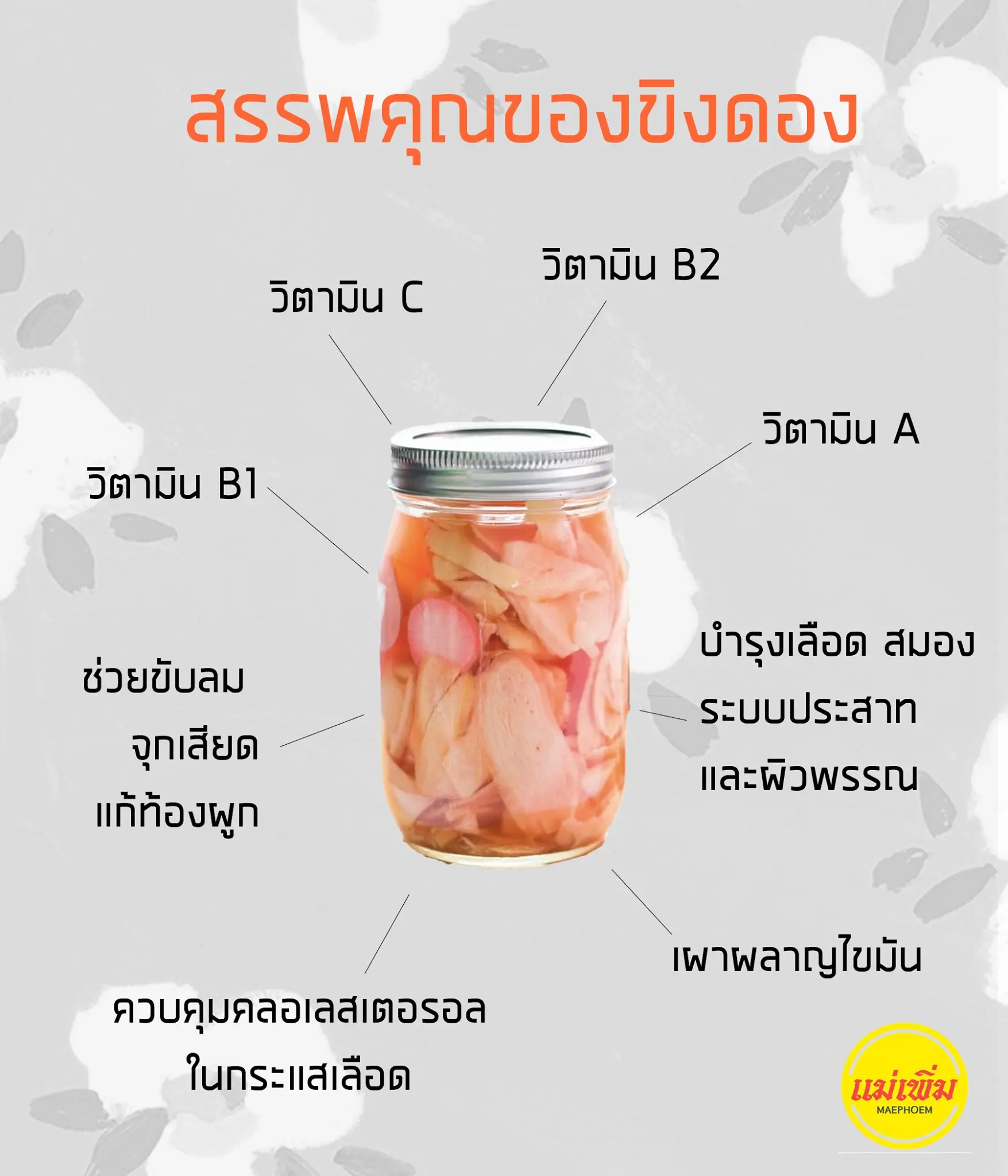 Pickled Ginger by Mae Phoem Brand Healthy Preserved Vegetables