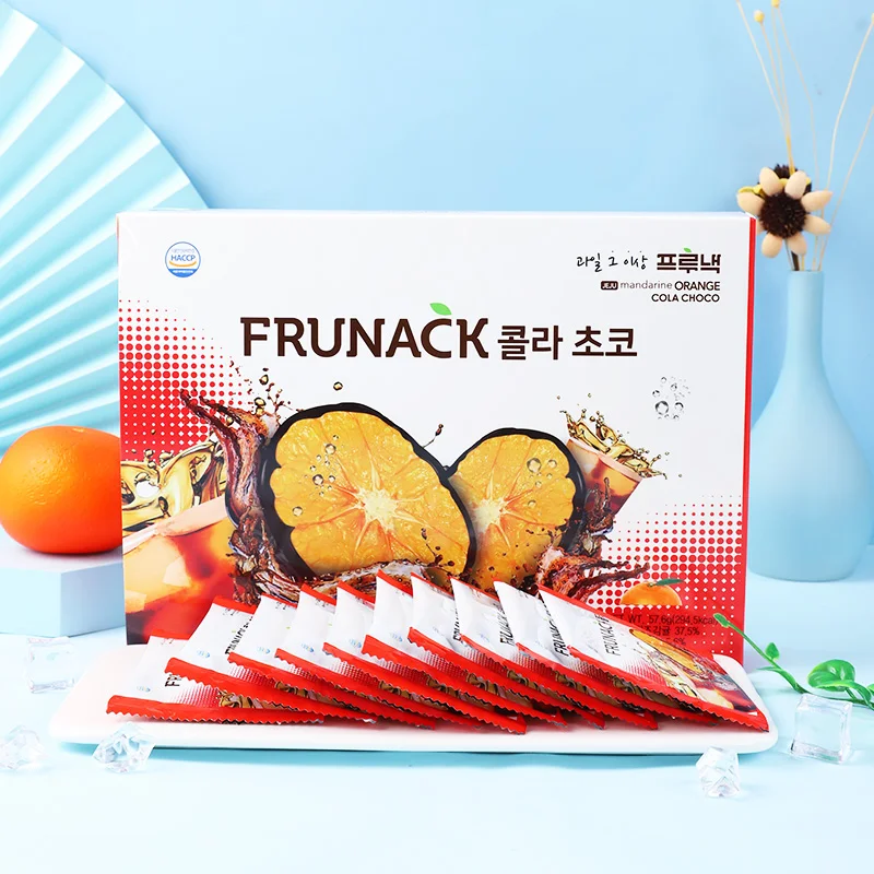 Шоколад FRUNACK COLA (12 шт.), изготовленный из корейского Чеджу-мандарина, сушеный оранжевый и Кола-шоколад