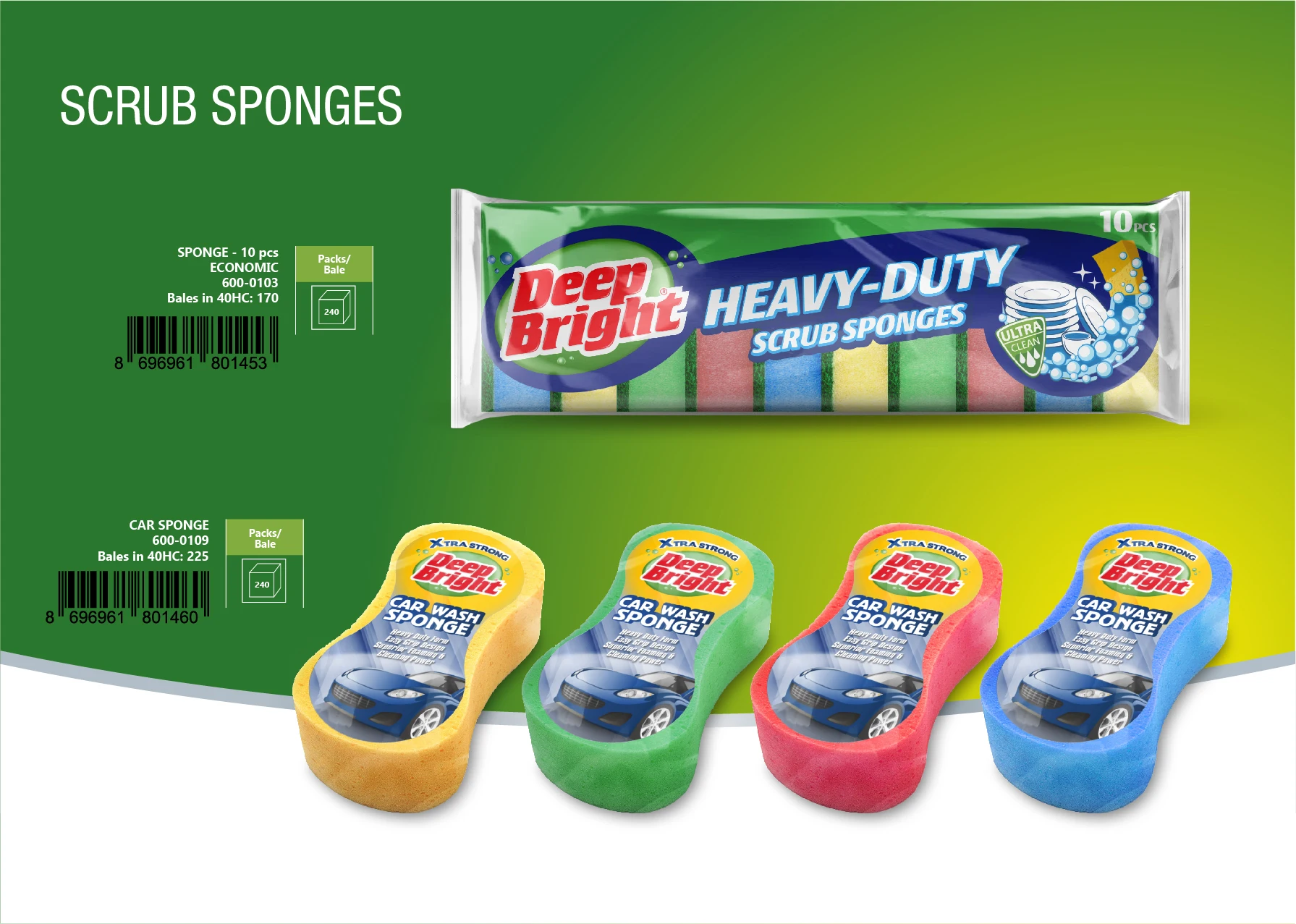 DEEP BRIGHT ECO SPONGE SCOURER 10S TURKEY
