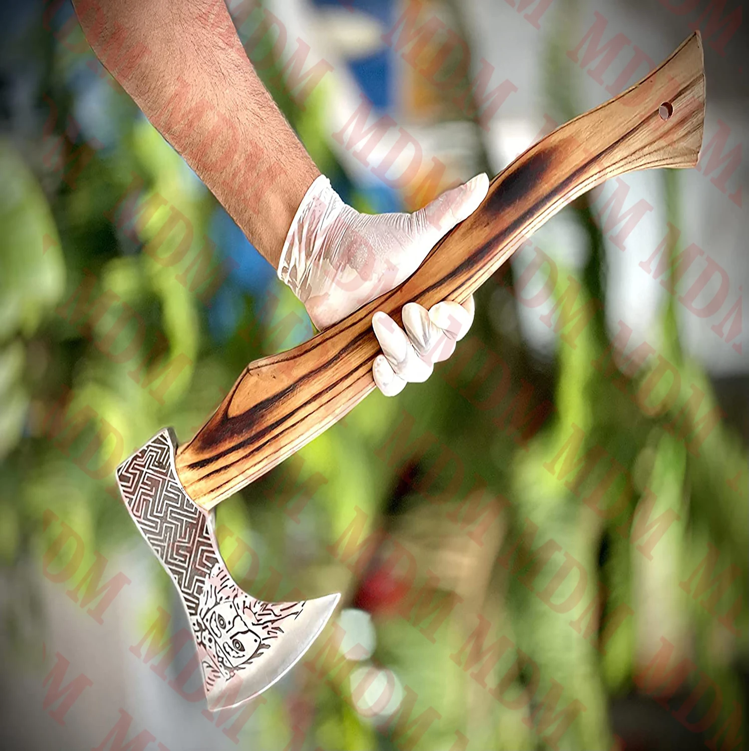 CUSTOM HANDMADE HIGH CARBON STEEL VIKING, TOMAHAWK AXE DOUBLE EDGE BLADE+SHEATH