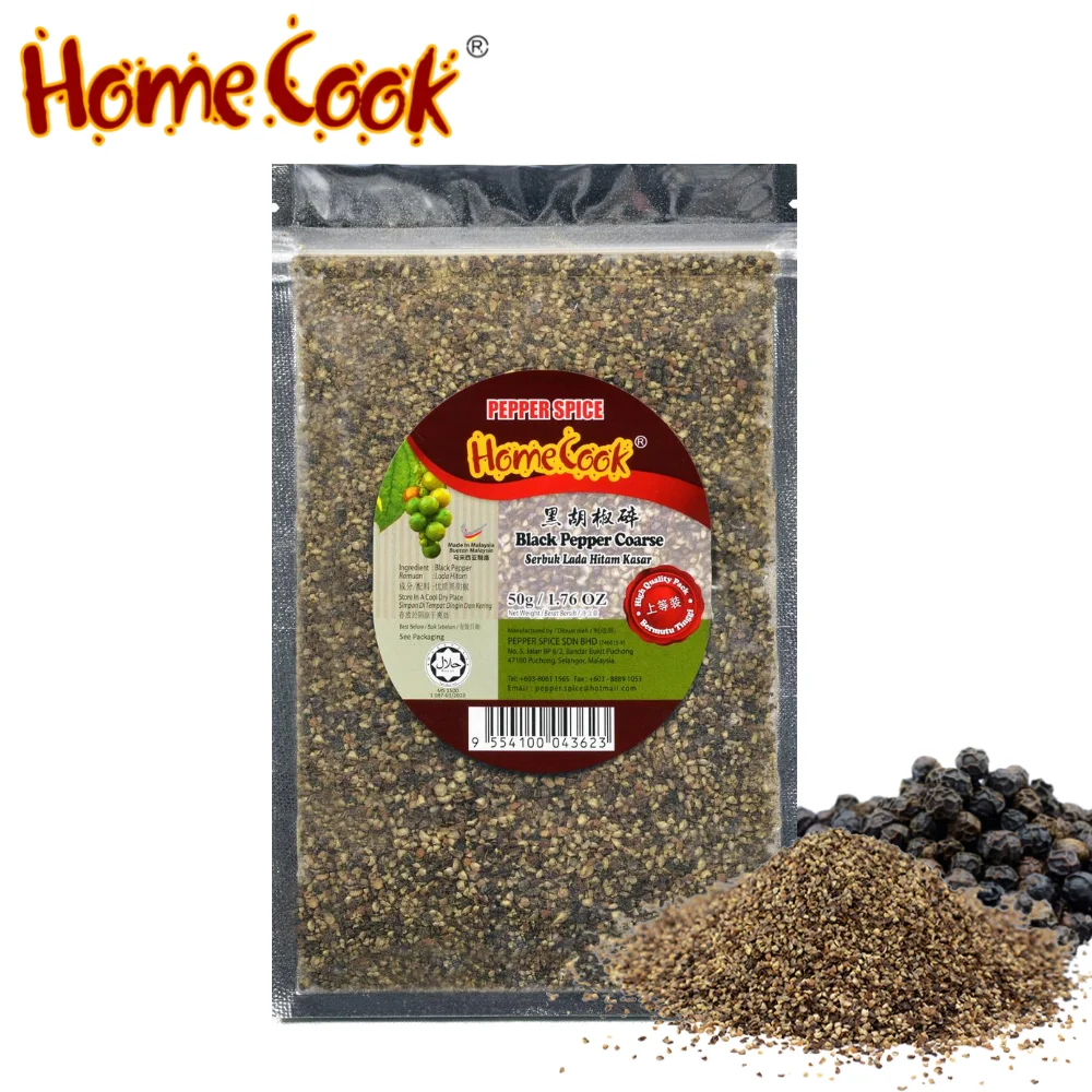 Wholesale Price Coarse Black Pepper 50g Malaysia Crushed Black Pepper Black Pepper Chicken Seasoning Condiment Black Chili Herbs