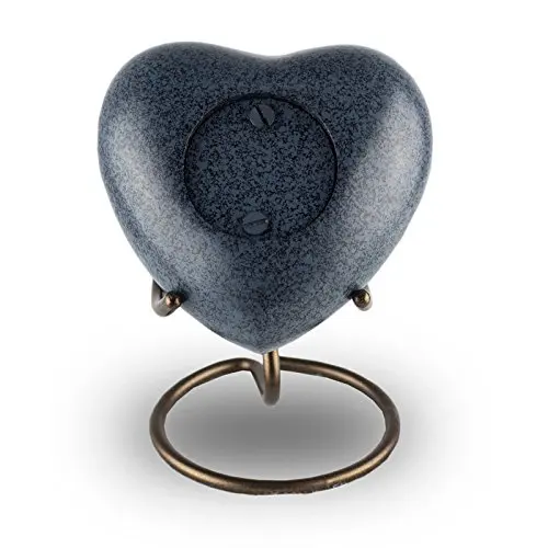 Heart Shape Mini Keepsake Brown Aluminium Cremation Urn For Ashes with Butterflies Sparkle Outline Design