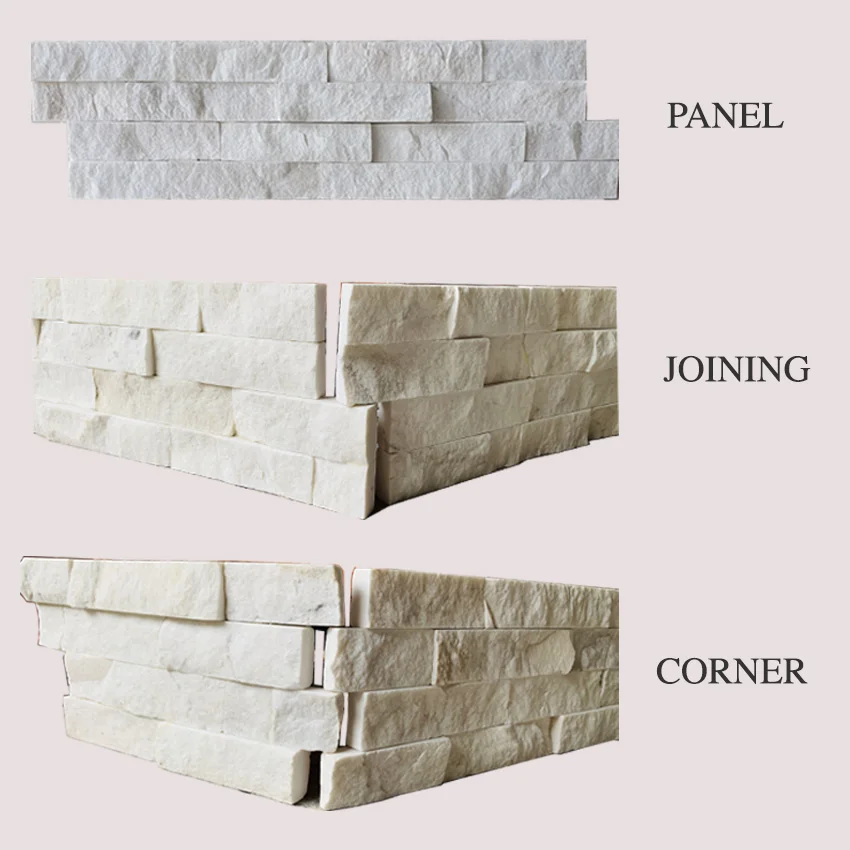 High Quality Ivory White Marble Cladding Ledge Stone Panels Natural Split Exterior Wall-Covering Decoration Tiles Outdoor Use