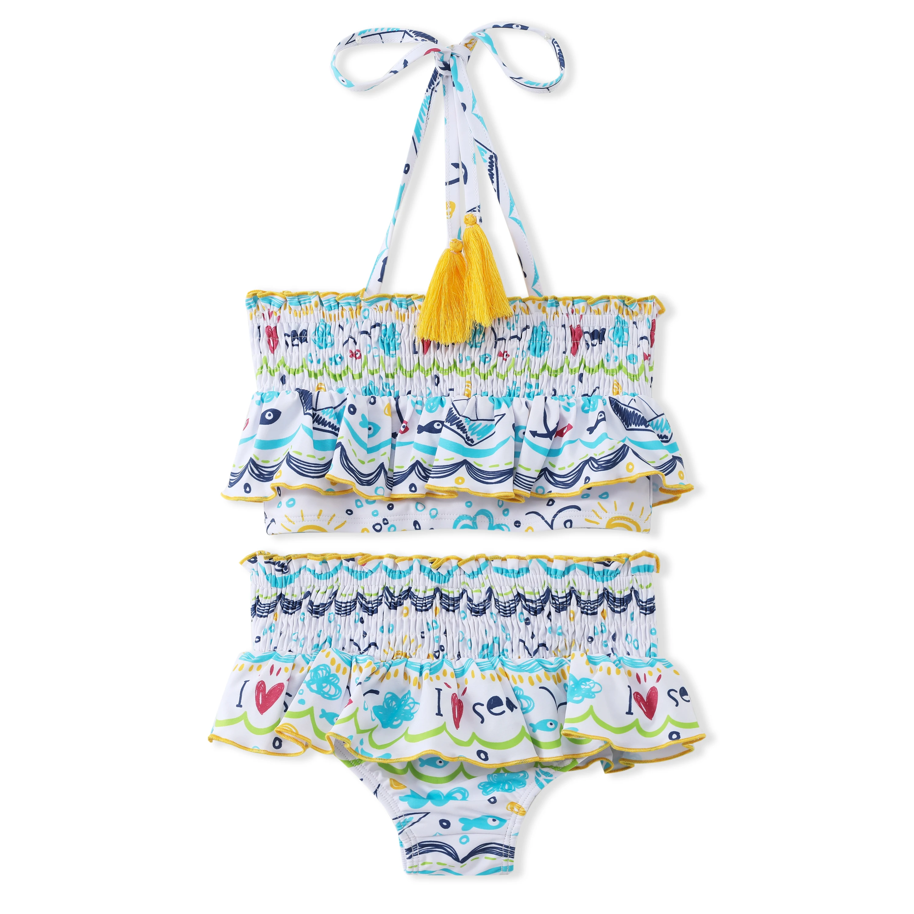 Купальные костюмы для девочек 2 шт. Детские купальники летние пляжные От 3 до 14 лет