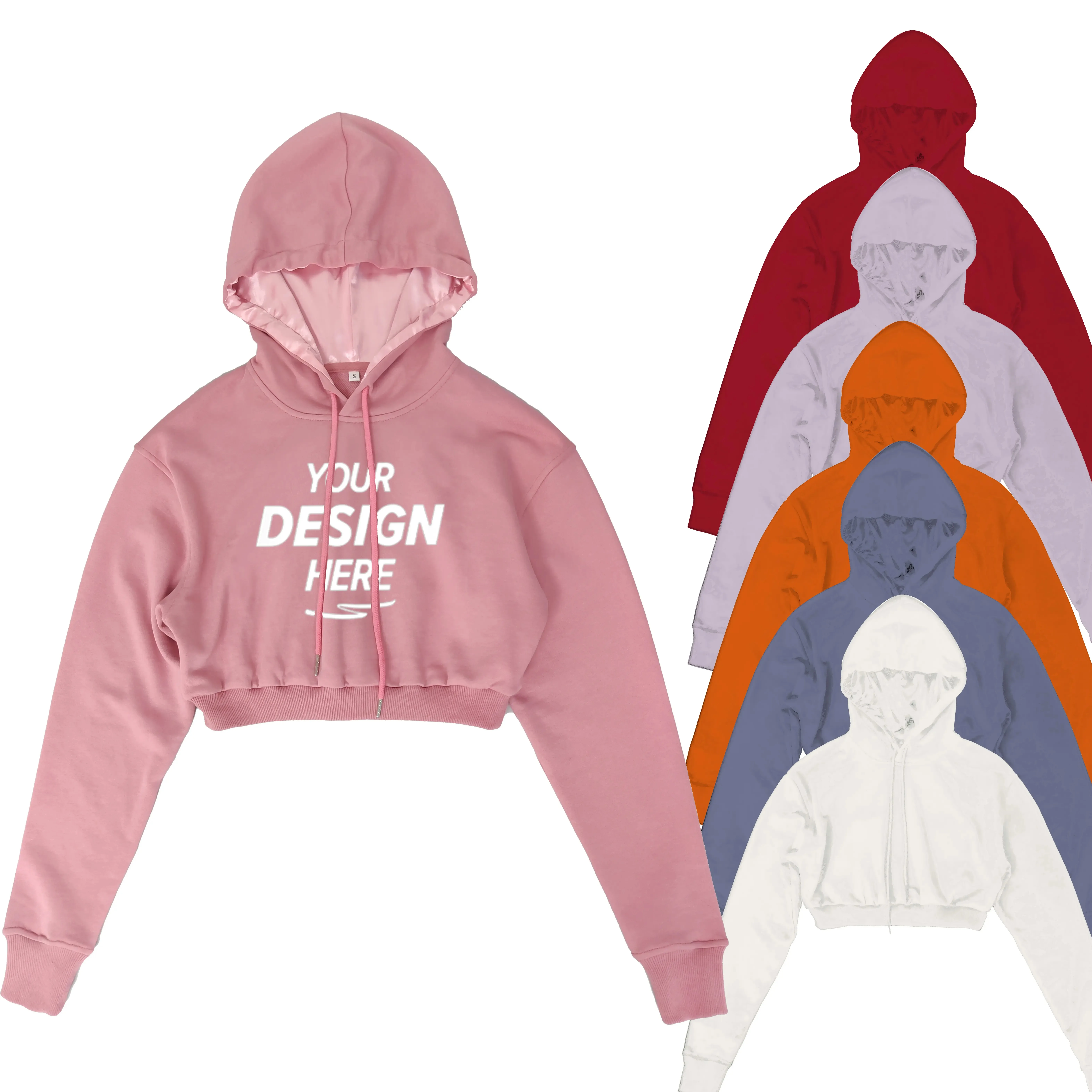 New Winter Collection High Quality Women Crop Top Hoodie In Cotton Fabric Breathable And Sustainable with Solid Pattern