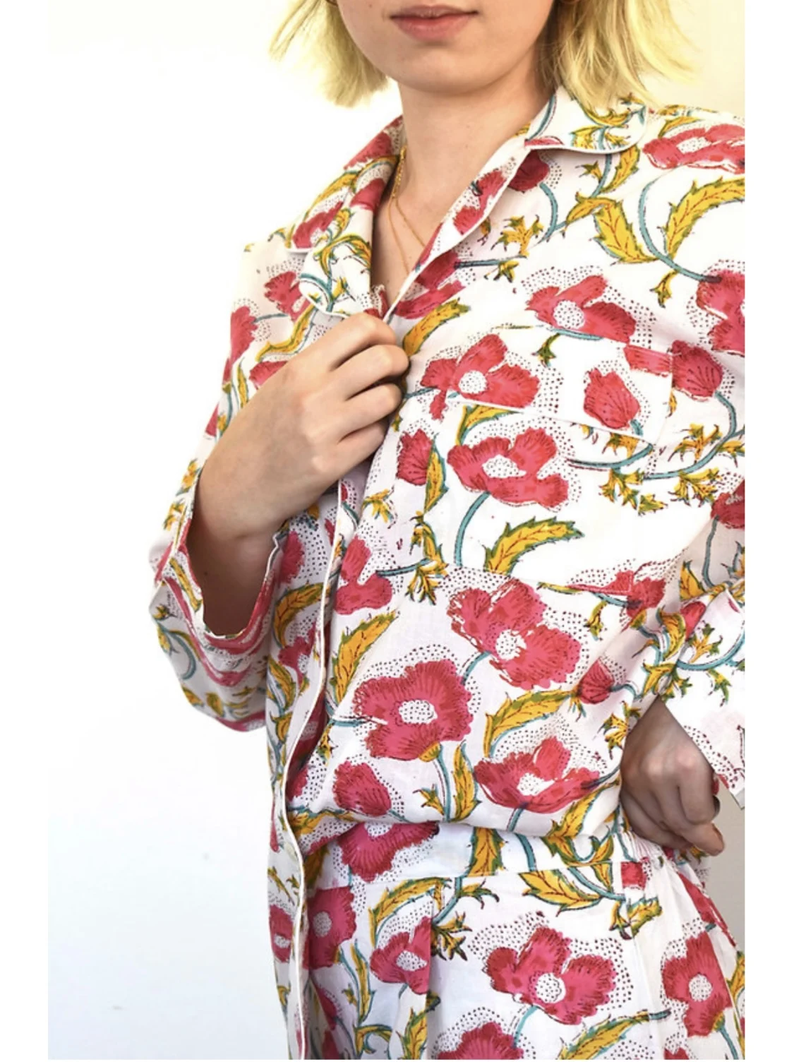 High Quality Cotton 2 Piece Set Home Homewear Sleep Pajama for Women Short Sleeves