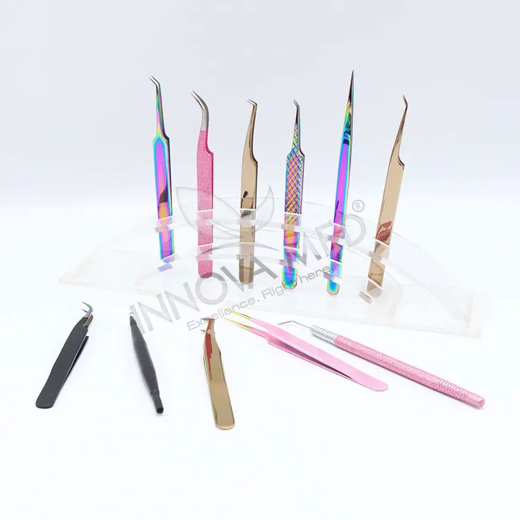 Custom Label Hand-Tested Lash Tweezers in a Stylish and Elegant Black Design Regular Tip Volume Tweezers