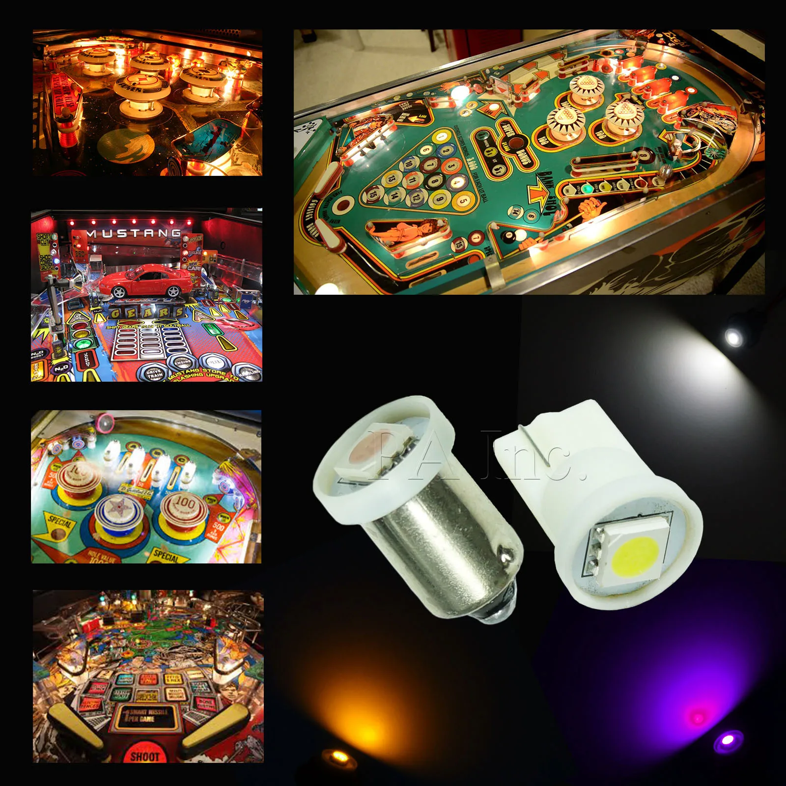 Pinball Miniature LED 1SMD 5050 #44 #47 side 335 BA9S/BAX9S Game Light Machine illumination 6.3V DC AC LED Bulb