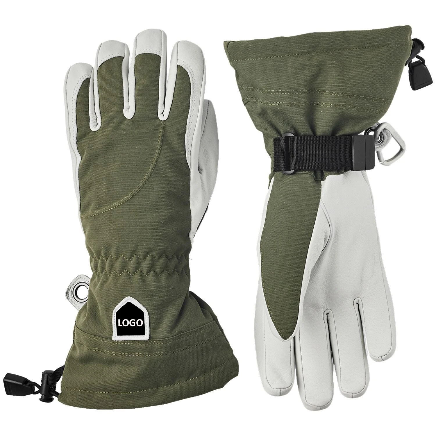 Lightweight Windproof Running Ski Gloves Waterproof Leather Ski Mittens Anti Slip Warm Snowboard Ski Gloves With Custom Logo