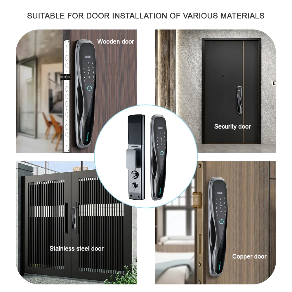 HIMOJO In Stock WiFi Tuya Smart Lock APP Access Electronic Biometric Fingerprint Digital Smart Door Lock for wooden doors