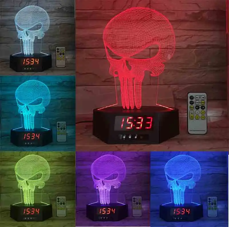 with Clock Base Unique Ship Image 3D Lamp Indoor Decoration Lamp 7 Color Changing 3d Visual Effect LED Night Lighting