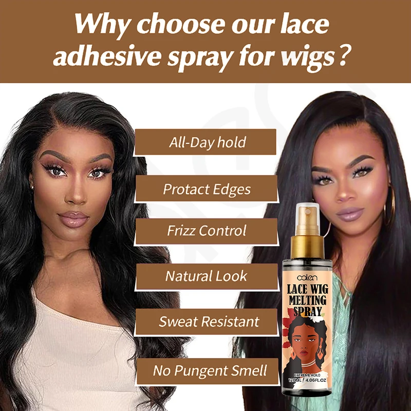 Oalen 120ml Private Label Glueless Bond Fast Dry Extreme Hold Glueless Lace Wig Adhesive Melt Spray