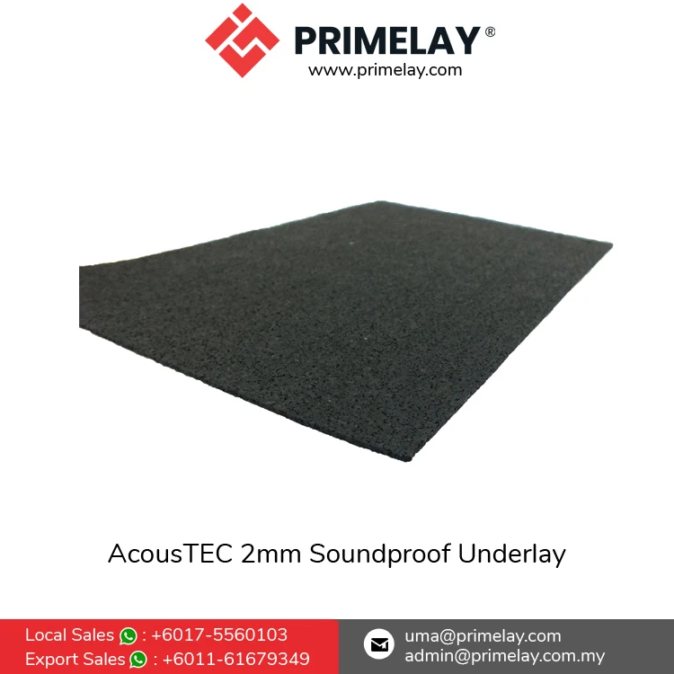 Ready Stock Available of Durable Shock Absorber AcousTEC 2mm Soundproof Underlay Rubber Flooring Mat from Malaysia