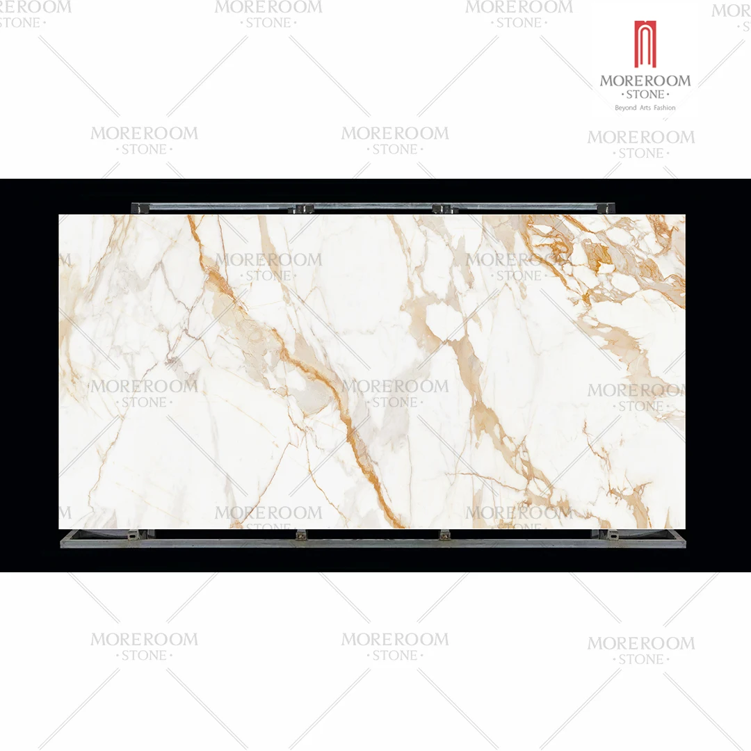 Large Size 1600x3200 12mm Calacatta Gold Matt Sintered Stone Wall Slab Sintered Stone  For Floor