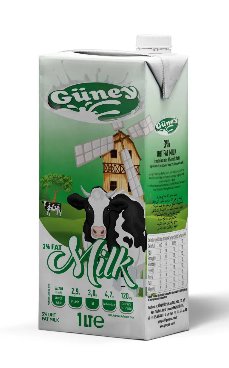 UHT Fat Milk 3% High Quality Dairy Products Milk 1000ML from Turkey Organic and Natural Box Packaging Cattle Healthy Food 1 L