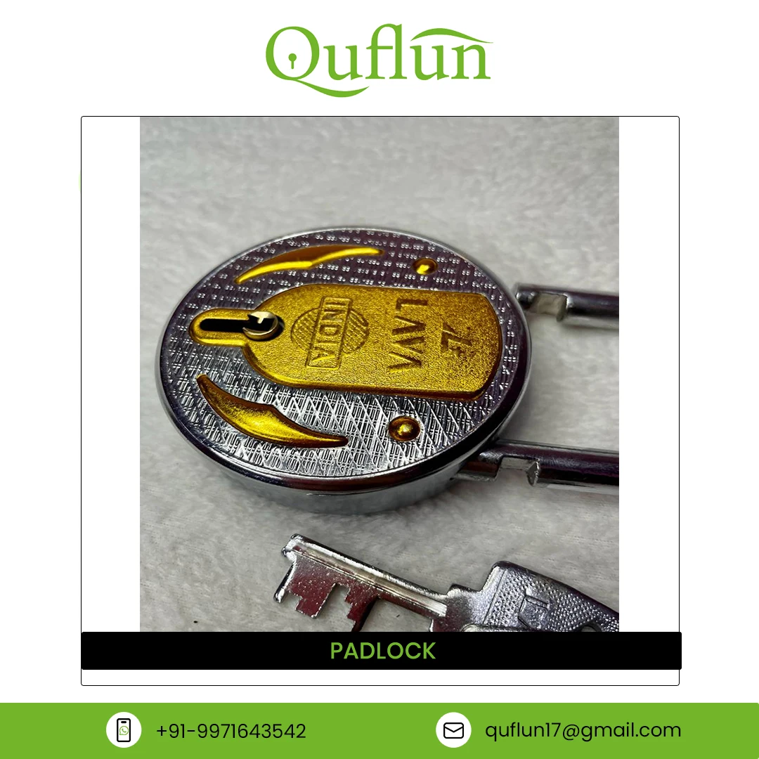 New Design High Quality Double Locking Brite SS Polish Padlock Golden Indian Supplier Selling Lava 67 Mm Doors Security Round