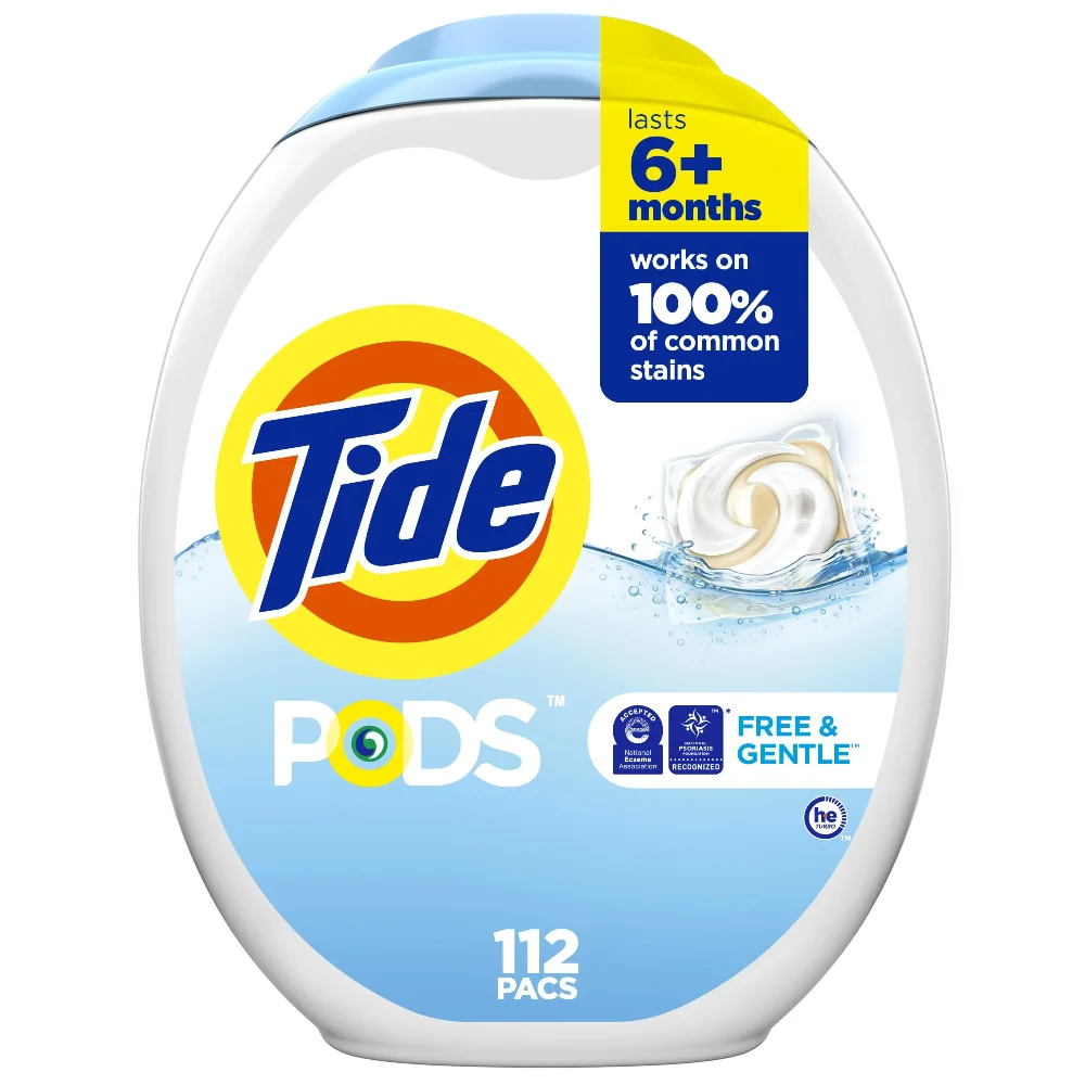 Tide PODS Free and Gentle Laundry Detergent Soap Pacs 112 Ct HE Compatible and Coldwater Clean