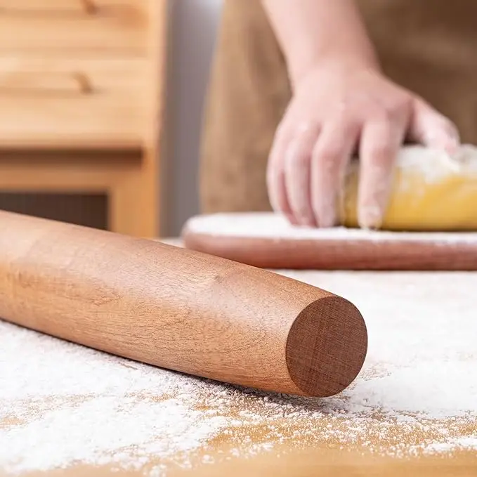 Extra Long and Thickened Wooden Rolling Pin for Baking, Ideal for Even Dough Rolling and Smooth Pastry Prep
