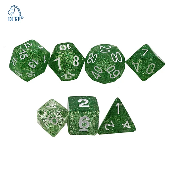 DND Glitter Style 7 Polyhedral RPG Dice Set Board Game Custom
