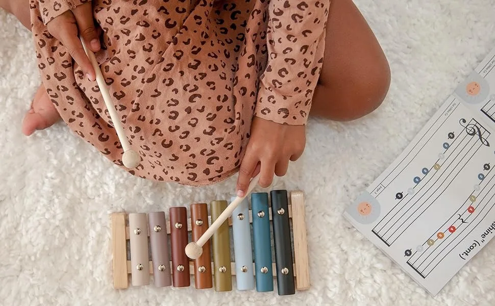 Customized Good Quality Rainbow Wooden Xylophone Montessori Musical Instrument Toy for Baby