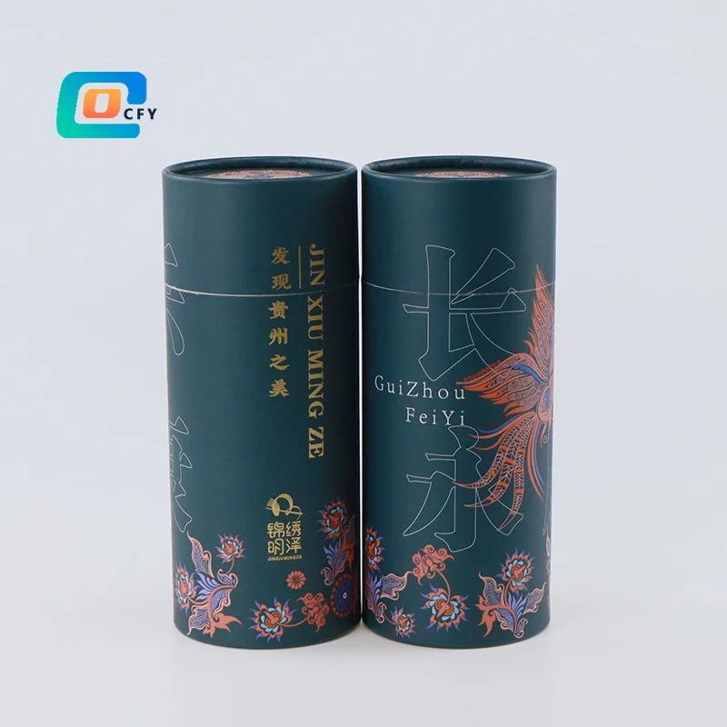 Luxury Hot Stamping Water Bottle Gift Round Box Recyclable Black Underwear clothes Cylindrical Tube Packaging
