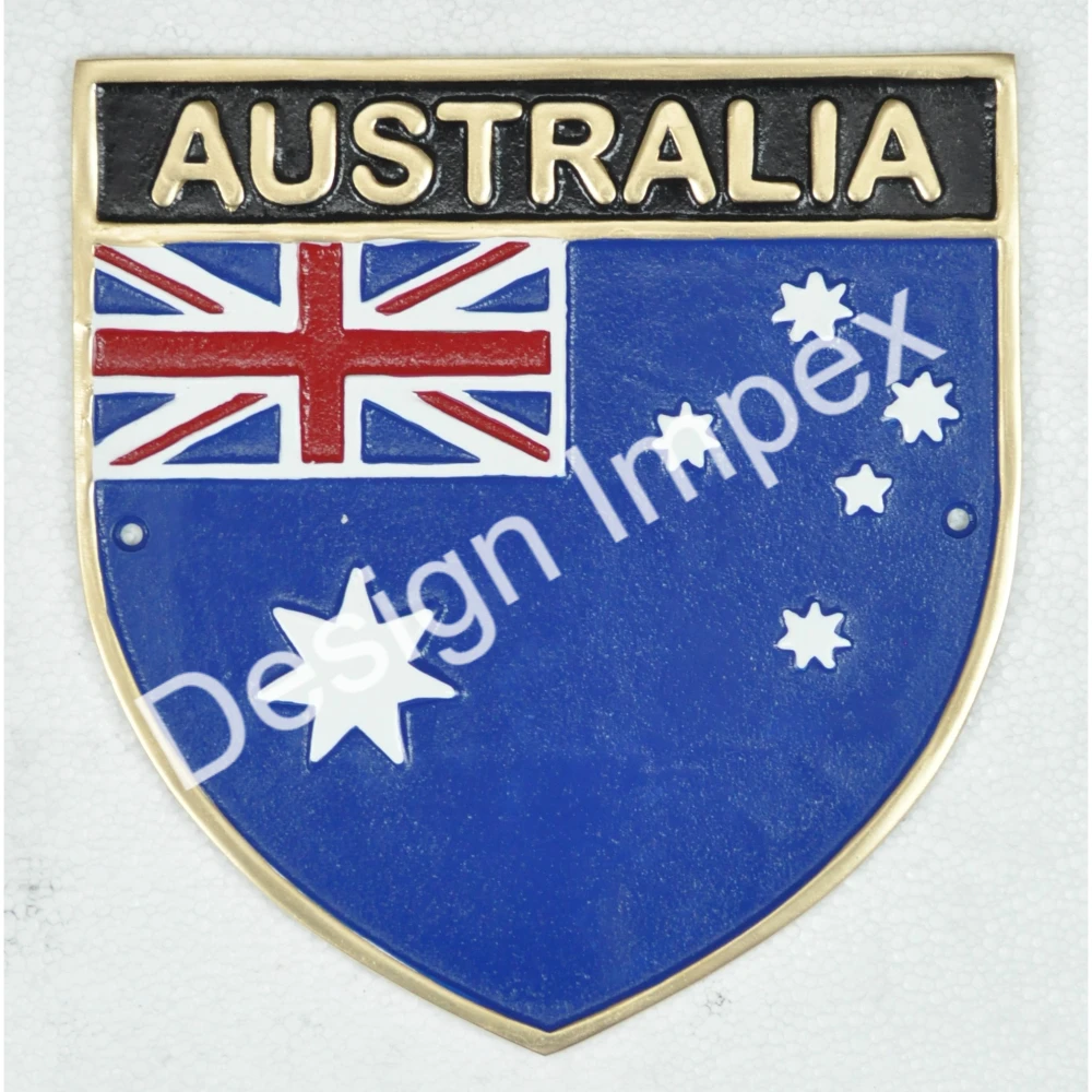 Wall Mounted Flag Plaque Easy Installation Type Casted Metal Craft Custom Trophy Awards for Home & Office