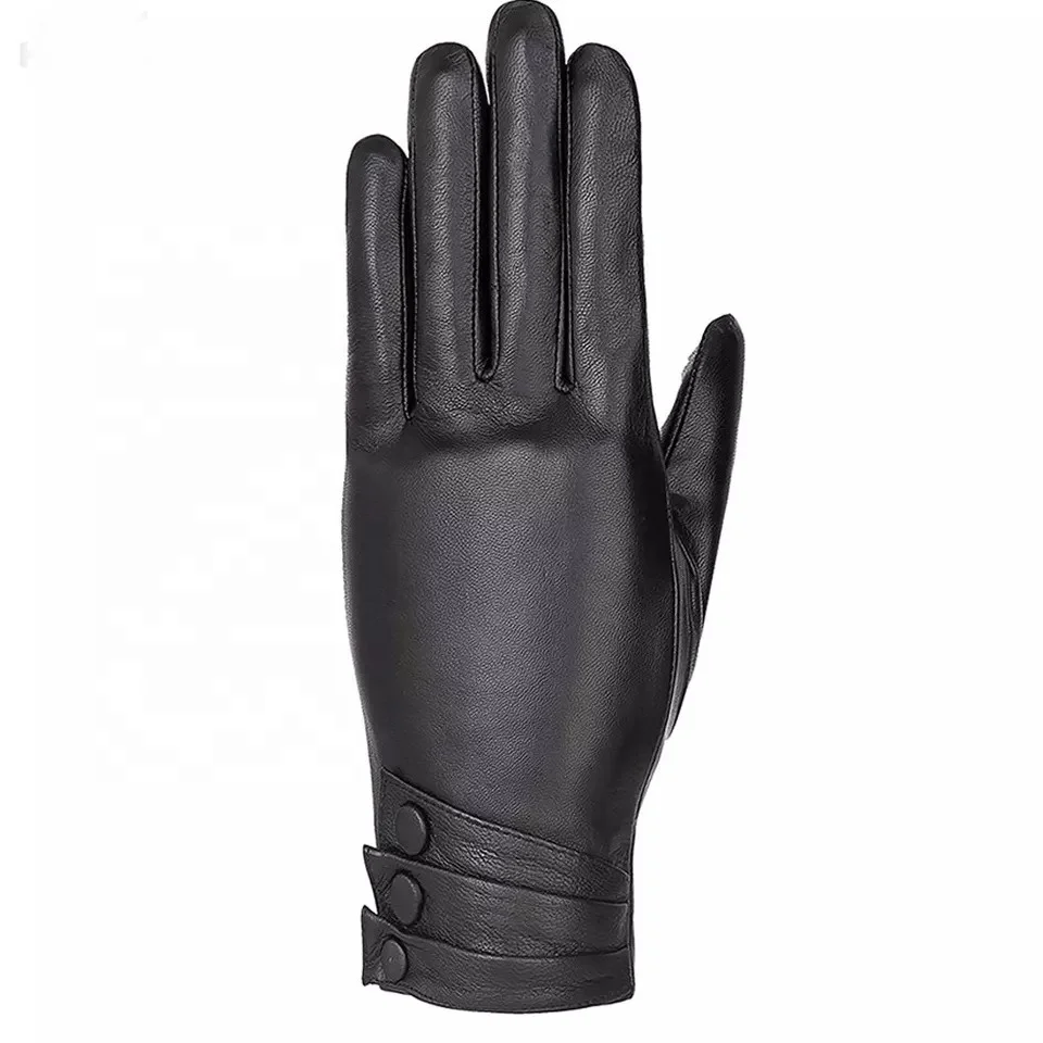 New Winter Season Fashion Women Lady Soft Leather Dressing Gloves Winter Warm Gift Driving Gloves in Black Plain Comfortable PK
